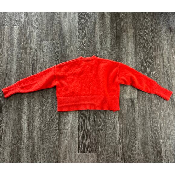 EUC Diesel Red Cropped Wool Cashmere Sweater Distressed Hem Logo Pocket Sz Small - Picture 12 of 16